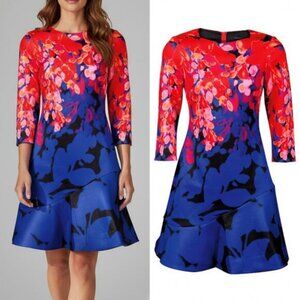 KAREN MILLEN Floral Scuba Dress Sz 4